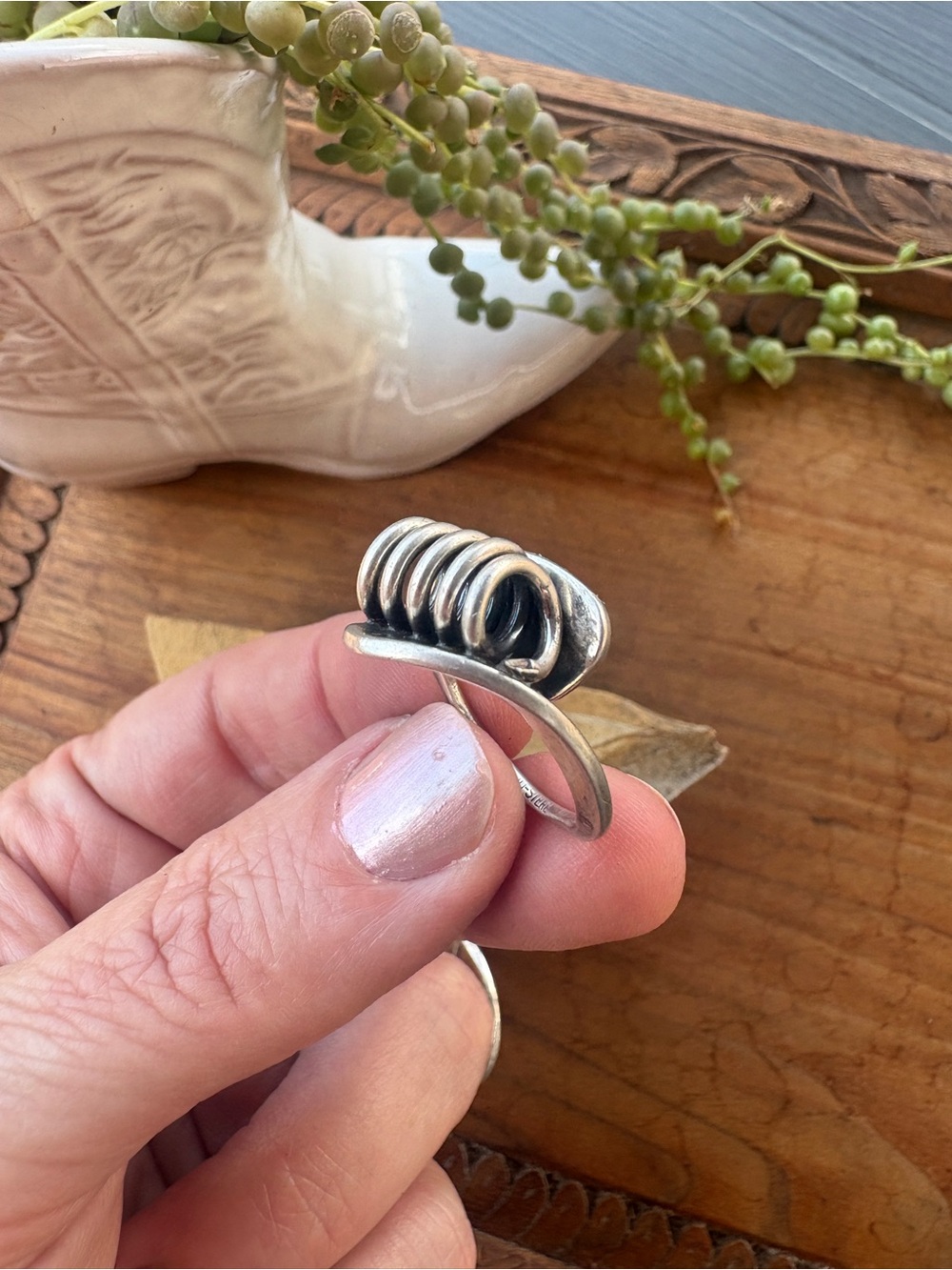 Vintage Beau Sterling Modernist Coil Ring Size 5 Mid Century Sterling Silver